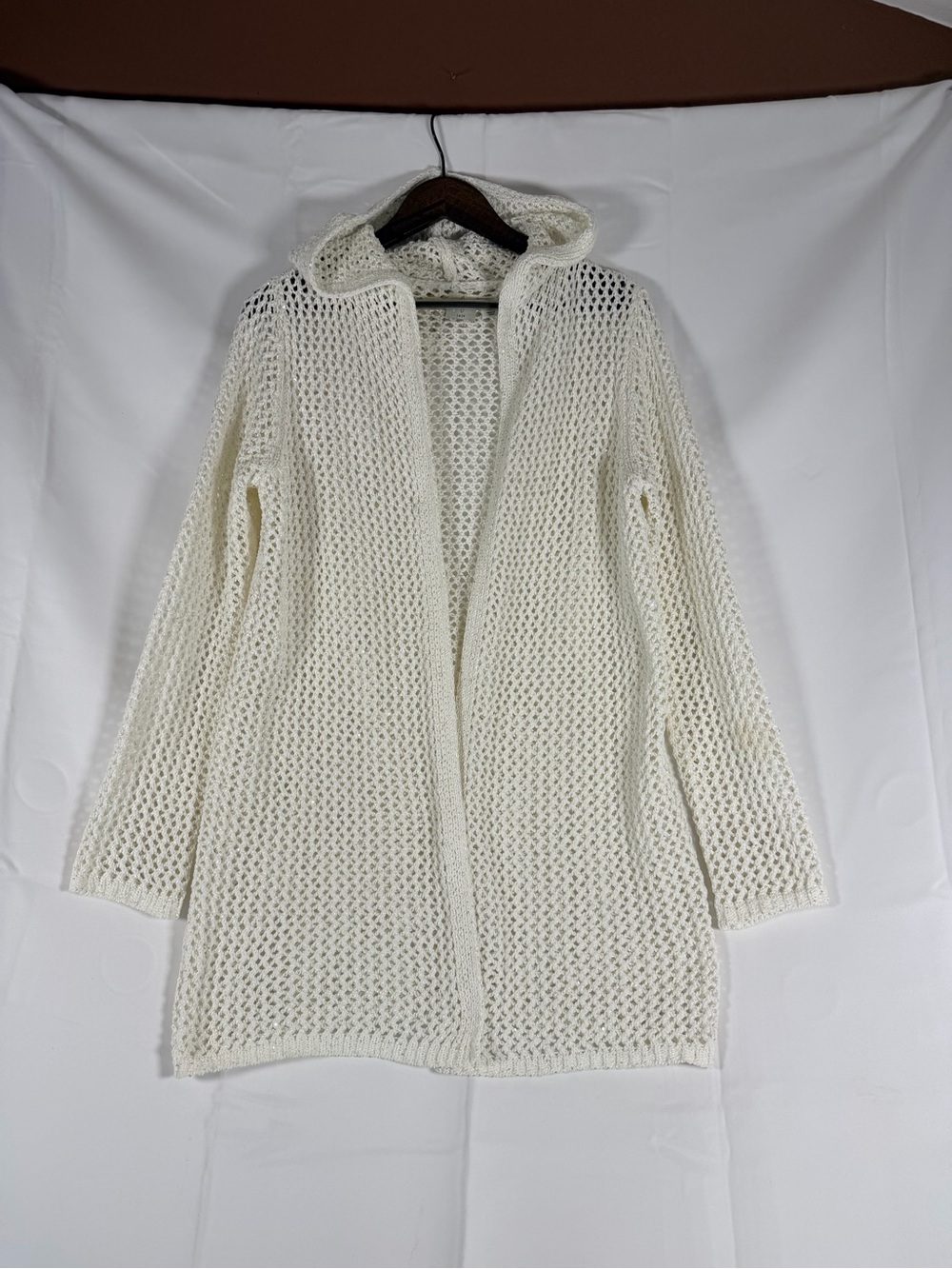 JOIE Women’s Size S Sweater Cardigan Hooded Open Front Sparkly Shimmer Knit - Picture 2 of 13